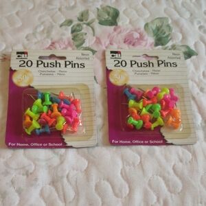 Two Packs Colorful Neon Push Pins